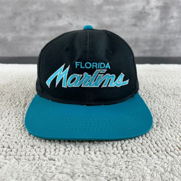 Vintage Sports Specialties Florida Marlins Snapback Hat OSFA Two Tone Script